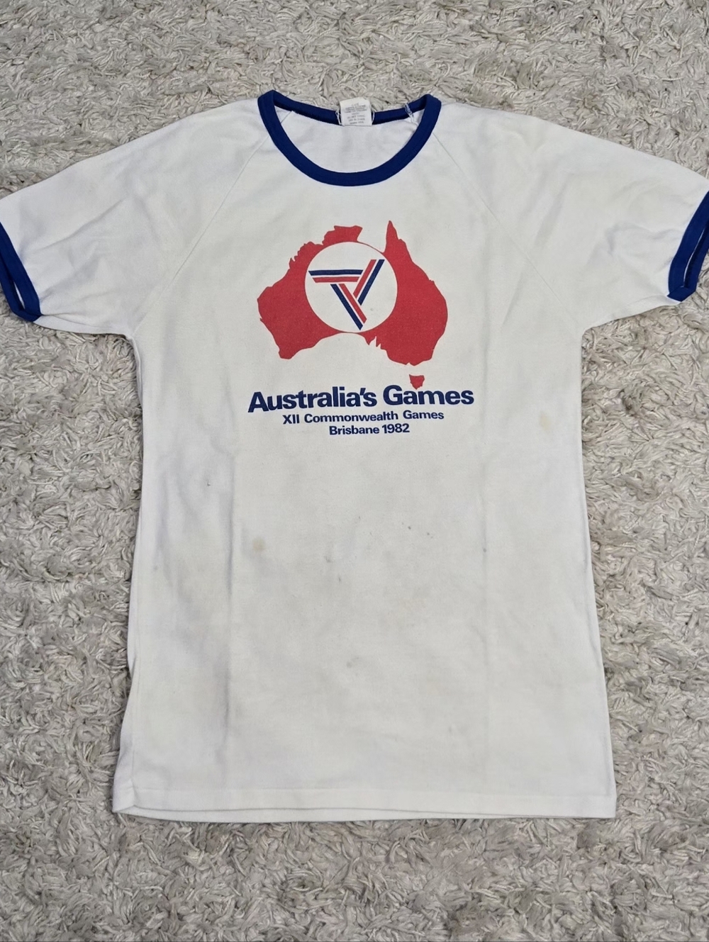 VTG 80s Australia Commonwealth Games Ringer T Shirt M